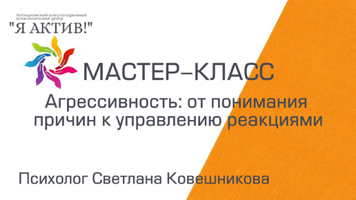 Мастер-класс «Агрессивность: от понимания причин к управлению реакциями»